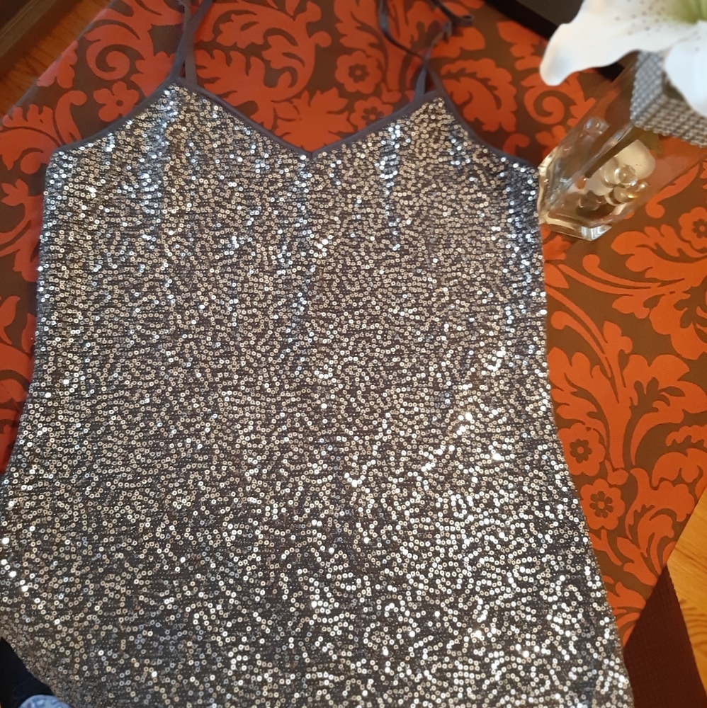 Sequin silver top